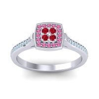Ruby Fashion Ring In Platinum With Pink Tourmaline And Aquamarine – Kazipu Statement Ring