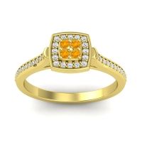 Citrine Fashion Ring In 18k Yellow Gold With Lab Diamond – Kazipu Statement Ring