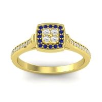 Diamond Fashion Ring In 14k Yellow Gold With Blue Sapphire And Lab Diamond – Kazipu Statement Ring