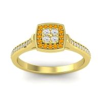 Lab Diamond Fashion Ring In 14k Yellow Gold With Citrine And Diamond – Kazipu Statement Ring