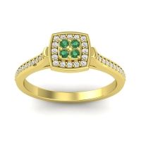 Emerald Fashion Ring In 14k Yellow Gold With Lab Diamond – Kazipu Statement Ring