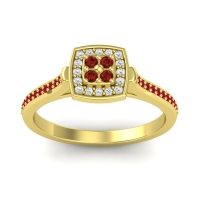 Garnet Fashion Ring In 18k Yellow Gold With Lab Diamond And Ruby – Kazipu Statement Ring