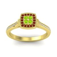 Peridot Fashion Ring In 14k Yellow Gold With Garnet And Diamond – Kazipu Statement Ring