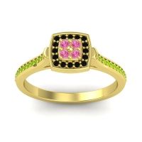Pink Tourmaline Fashion Ring In 18k Yellow Gold With Black Onyx And Peridot – Kazipu Statement Ring