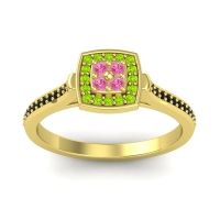 Pink Tourmaline Fashion Ring In 18k Yellow Gold With Peridot And Black Onyx – Kazipu Statement Ring