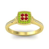 Ruby Fashion Ring In 14k Yellow Gold With Peridot And Diamond – Kazipu Statement Ring