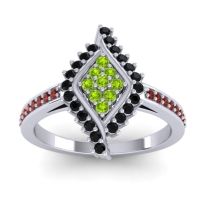 Peridot Fashion Ring In 14k White Gold With Black Onyx And Garnet – Vajra Statement Ring