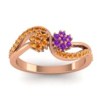 Amethyst Fashion Ring In 18K Rose Gold With Citrine – Prabadara Simple Ring