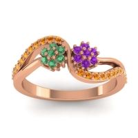 Amethyst Fashion Ring In 14K Rose Gold With Emerald And Citrine – Prabadara Simple Ring