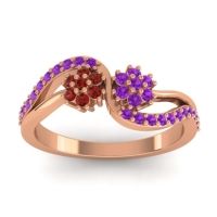 Amethyst Fashion Ring In 18K Rose Gold With Garnet – Prabadara Simple Ring