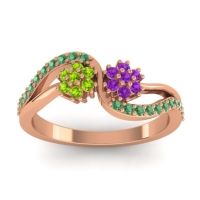 Amethyst Fashion Ring In 14K Rose Gold With Peridot And Emerald – Prabadara Simple Ring
