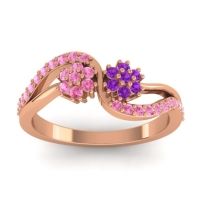 Amethyst Fashion Ring In 18K Rose Gold With Pink Tourmaline – Prabadara Simple Ring