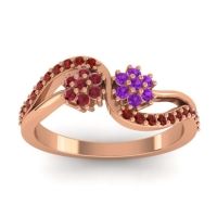 Amethyst Fashion Ring In 18K Rose Gold With Ruby And Garnet – Prabadara Simple Ring