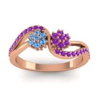 Amethyst Fashion Ring In 18K Rose Gold With Swiss Blue Topaz – Prabadara Simple Ring