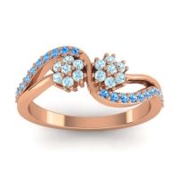 Aquamarine Fashion Ring In 18K Rose Gold With Swiss Blue Topaz – Prabadara Simple Ring