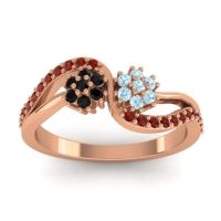 Aquamarine Fashion Ring In 18K Rose Gold With Black Onyx And Garnet – Prabadara Simple Ring