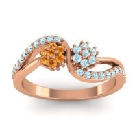Aquamarine Fashion Ring In 14K Rose Gold With Citrine – Prabadara Simple Ring