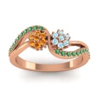 Aquamarine Fashion Ring In 14K Rose Gold With Citrine And Emerald – Prabadara Simple Ring