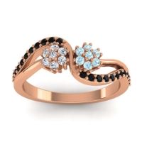Aquamarine Fashion Ring In 18K Rose Gold With Lab Diamond And Black Onyx – Prabadara Simple Ring