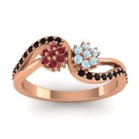 Aquamarine Fashion Ring In 18K Rose Gold With Ruby And Black Onyx – Prabadara Simple Ring