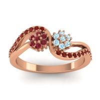 Aquamarine Fashion Ring In 18K Rose Gold With Ruby And Garnet – Prabadara Simple Ring