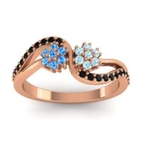Aquamarine Fashion Ring In 18K Rose Gold With Swiss Blue Topaz And Black Onyx – Prabadara Simple Ring