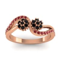 Black Onyx Fashion Ring In 18K Rose Gold With Ruby – Prabadara Simple Ring