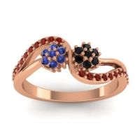 Black Onyx Fashion Ring In 18K Rose Gold With Blue Sapphire And Garnet – Prabadara Simple Ring