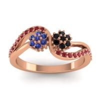 Black Onyx Fashion Ring In 18K Rose Gold With Blue Sapphire And Ruby – Prabadara Simple Ring
