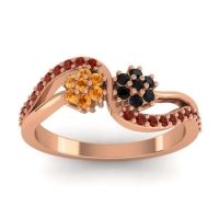 Black Onyx Fashion Ring In 18K Rose Gold With Citrine And Garnet – Prabadara Simple Ring