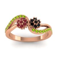 Black Onyx Fashion Ring In 18K Rose Gold With Ruby And Peridot – Prabadara Simple Ring