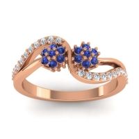 Blue Sapphire Fashion Ring In 14K Rose Gold With Lab Diamond – Prabadara Simple Ring
