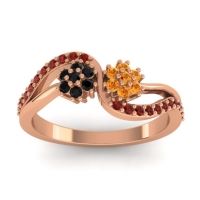 Citrine Fashion Ring In 18K Rose Gold With Black Onyx And Garnet – Prabadara Simple Ring