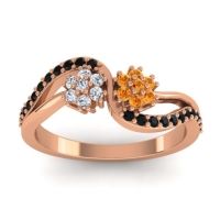 Citrine Fashion Ring In 18K Rose Gold With Diamond And Black Onyx – Prabadara Simple Ring