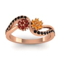 Citrine Fashion Ring In 18K Rose Gold With Garnet And Black Onyx – Prabadara Simple Ring