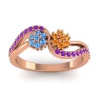 Citrine Fashion Ring In 18K Rose Gold With Swiss Blue Topaz And Amethyst – Prabadara Simple Ring