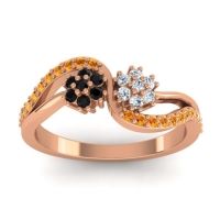 Lab Diamond Fashion Ring In 18K Rose Gold With Black Onyx And Citrine – Prabadara Simple Ring