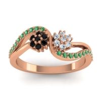 Diamond Fashion Ring In 14K Rose Gold With Black Onyx And Emerald – Prabadara Simple Ring