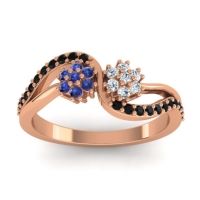 Lab Diamond Fashion Ring In 18K Rose Gold With Blue Sapphire And Black Onyx – Prabadara Simple Ring