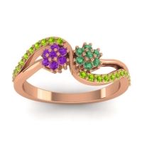 Emerald Fashion Ring In 14K Rose Gold With Amethyst And Peridot – Prabadara Simple Ring