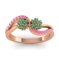 Emerald Fashion Ring In 14K Rose Gold With Pink Tourmaline – Prabadara Simple Ring