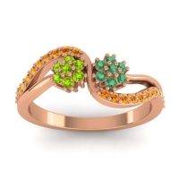 Emerald Fashion Ring In 14K Rose Gold With Peridot And Citrine – Prabadara Simple Ring