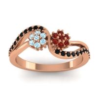Garnet Fashion Ring In 18K Rose Gold With Aquamarine And Black Onyx – Prabadara Simple Ring