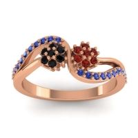Garnet Fashion Ring In 18K Rose Gold With Black Onyx And Blue Sapphire – Prabadara Simple Ring