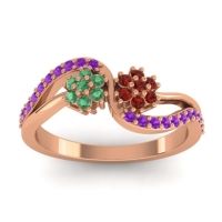 Garnet Fashion Ring In 14K Rose Gold With Emerald And Amethyst – Prabadara Simple Ring