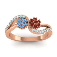 Garnet Fashion Ring In 18K Rose Gold With Swiss Blue Topaz And Aquamarine – Prabadara Simple Ring