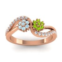 Peridot Fashion Ring In 14K Rose Gold With Aquamarine And Lab Diamond – Prabadara Simple Ring