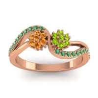 Peridot Fashion Ring In 14K Rose Gold With Citrine And Emerald – Prabadara Simple Ring