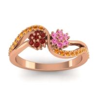 Pink Tourmaline Fashion Ring In 18K Rose Gold With Garnet And Citrine – Prabadara Simple Ring