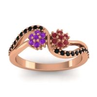 Ruby Fashion Ring In 18K Rose Gold With Amethyst And Black Onyx – Prabadara Simple Ring